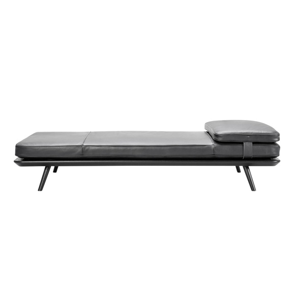 Spine Daybed Leder-Liege, Bezug leder omni - 293 burnt sienna, Gestell esche schwarz, Ausführung ohne kopfkissen