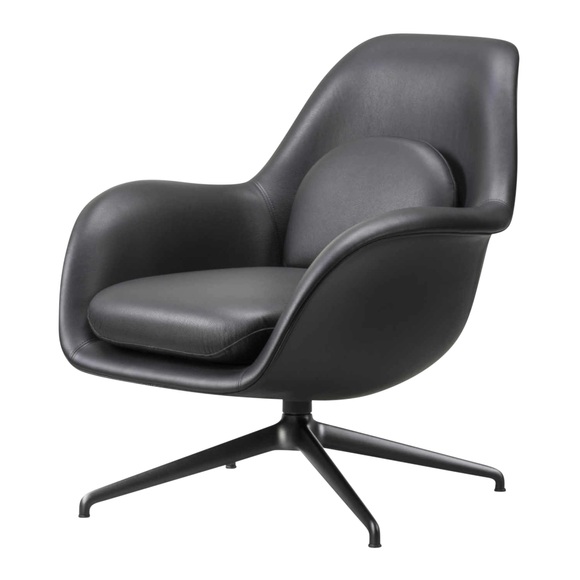 Swoon Lounge Petit Chair 1776 Drehsessel, Bezug leder omni - 307 cognac, Untergestell schwarz