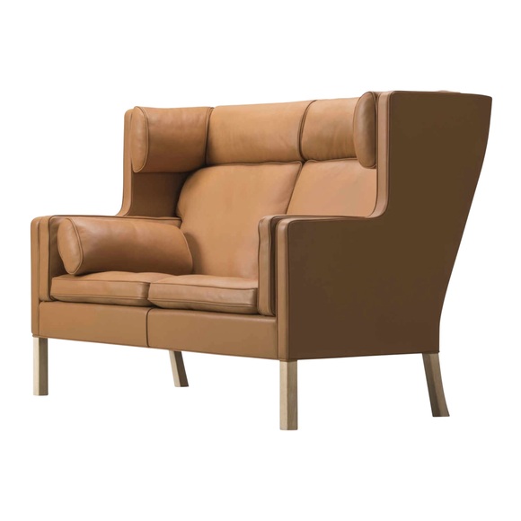 Mogensen 2292 2er Coupé Leder-Sofa, Bezug leder omni - 377 dark brown, Beine eiche hell geölt