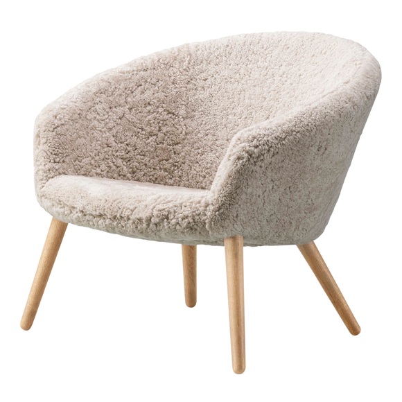 Ditzel Lounge Chair Schafsfell-Sessel, Beine walnuss lackiert