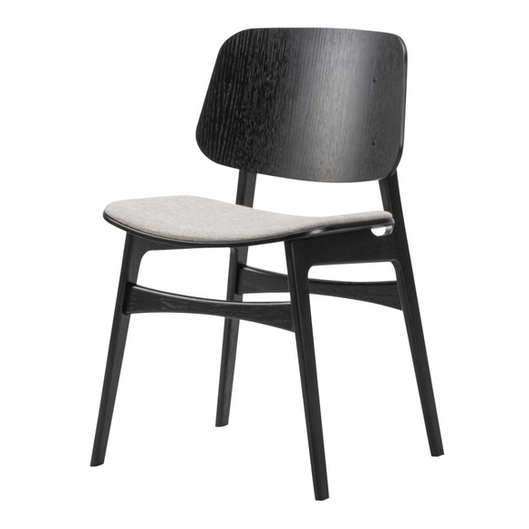 Søborg 3051 Sitzpolster Holz-Stuhl, Ausführung walnuss, lackiert, Bezug Sitzpolster leder omni - 320 dark clay