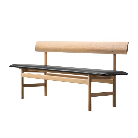 The Mogensen 3171 Sitzbank, Ausführung eiche geräuchert, geölt, Bezug Sitzpolster leder omni - 293 burnt sienna