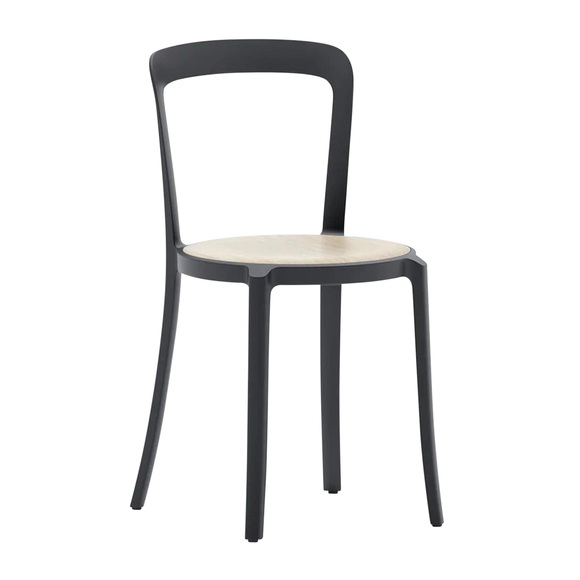 On & On Plywood Seat Chair Stuhl, Farbe dark blue, Sitz holz, nussbaum