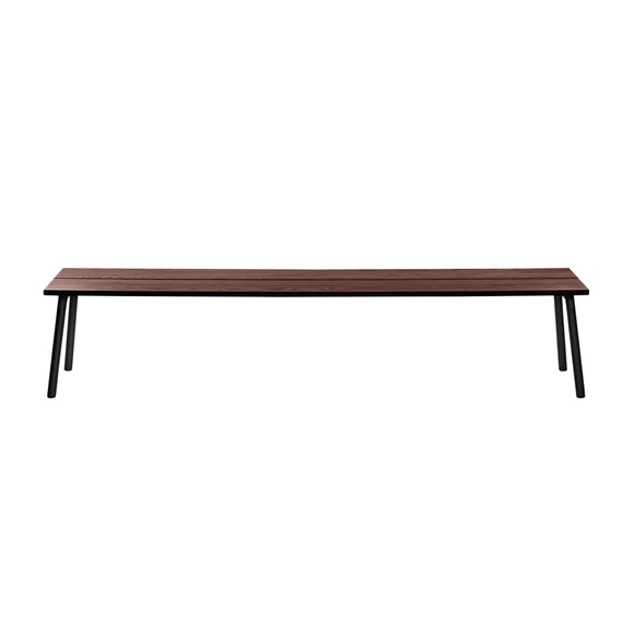 Run Bench Sitzbank, Gestell aluminium, klar pulverbeschichtet, Sitz holz, esche hell, Grösse l. 155,5 cm