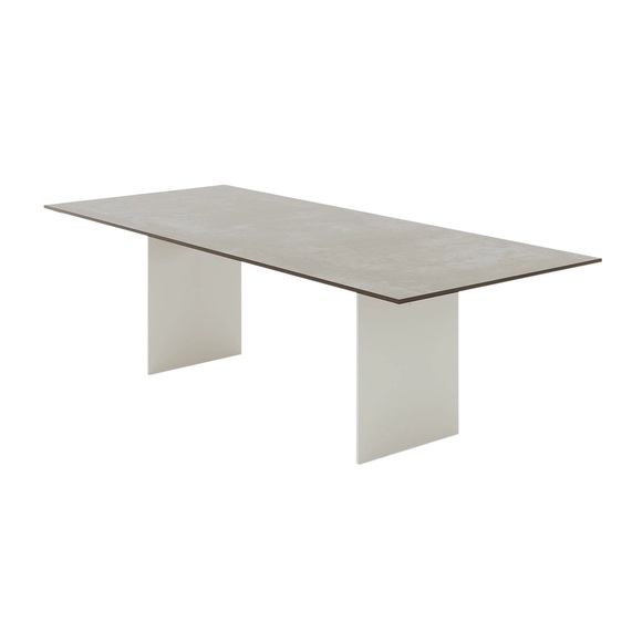 TIX OUTSIDE Tisch, Tischplatte holz, kastanie, Grösse l. 180 x b. 100 cm, Untergestell grau weiss, ral 9002