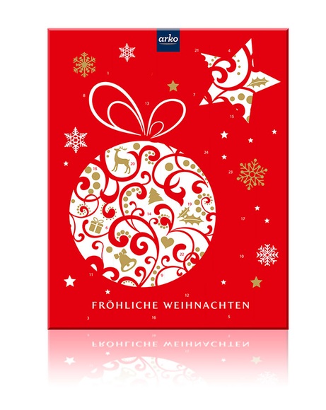 Weihnachtlicher Adventskalender mit Schokoladenfiguren von arko, 275 g