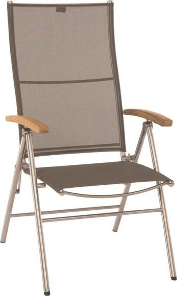 Stern Klappsessel Mali Edelstahl Mit Bezug Batyline Taupe Und Teakarmlehnen
