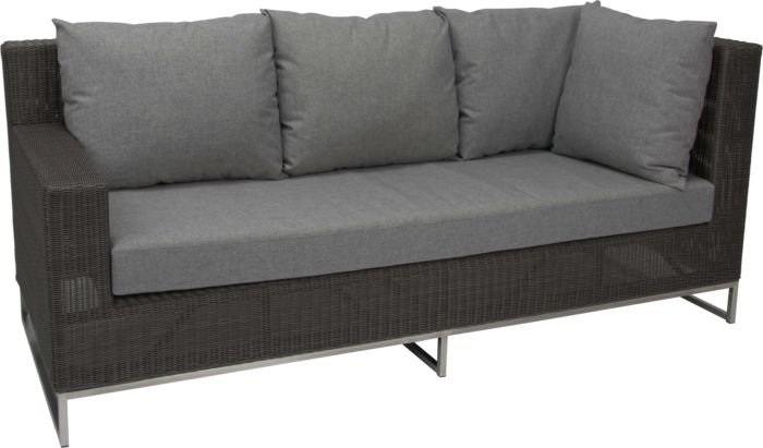 Stern Dining 3Er-Element Fontana Armlehne Geschlossen Geflecht Basaltgrau/Kissen Seidengrau