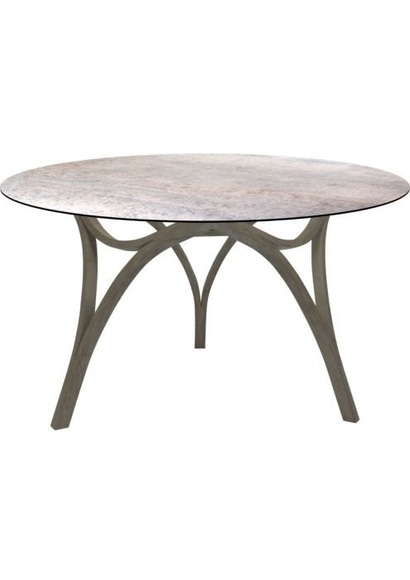 Stern Tisch Curve Ø 134 cm Teak Patina Grau Mit Tischplatte Silverstar 2.0 Dekor