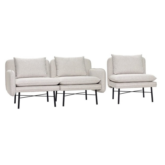 Huebsch Modulsofa M Metallbeine, 3-Sitzer, Hellgrau/Schwarz