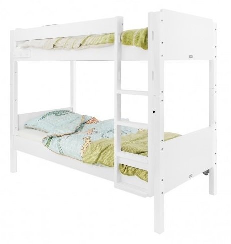 Bopita Etagenbett 90x200 Jente Weiss mit Gerader Treppe