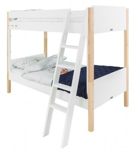 Bopita Etagenbett 90X200 Jente Weiss/Natur mit Schräger Treppe