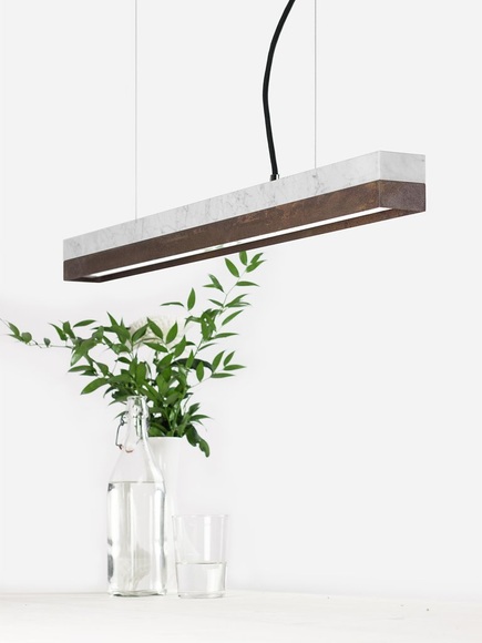 Gantlights C2m corten Pendelleuchte Marmor und Corten klein
