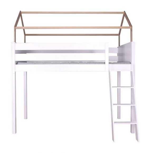 De Breuyn Hochbett-Dach hoch KASVA Buche massiv weiss-lackiert Eiche furniert-geölt