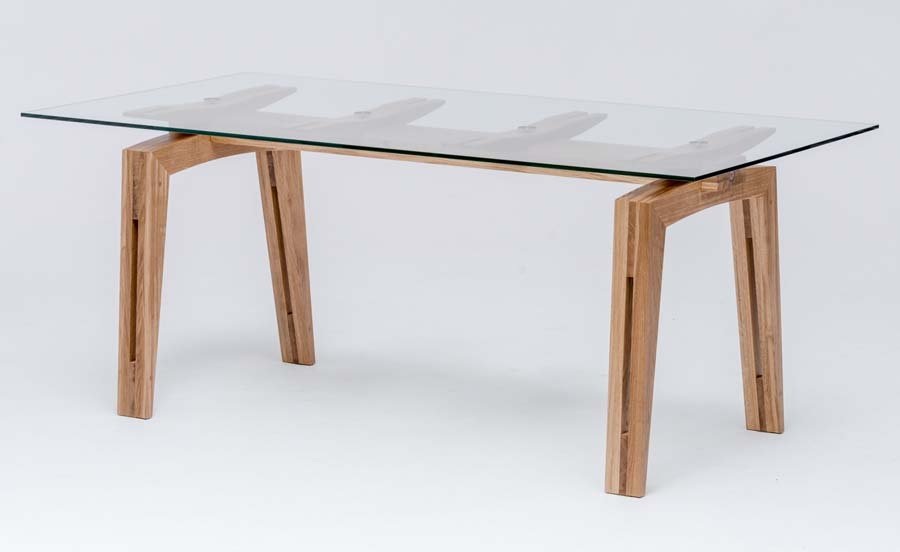 ST Furniture Tamazo Air Rechteckiger Esstisch aus Holz und Glas