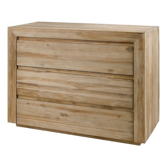 Zago Commode 3 tiroirs en teck lin Cosmopolitan