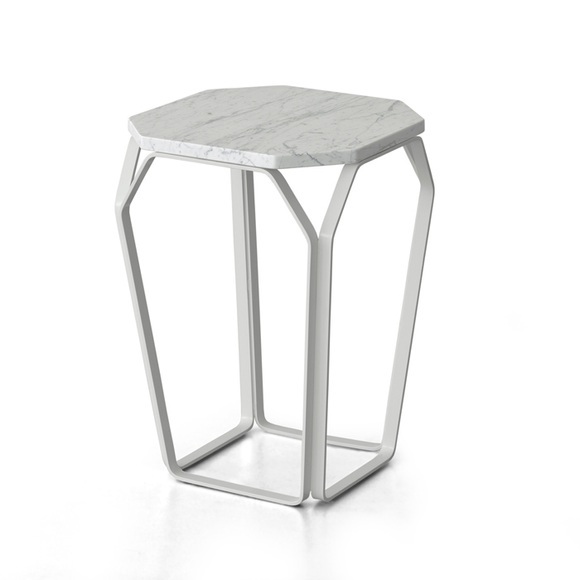 Meme Design TRAY 1 MARMO Square Coffee Table with White Carrara Marble Top 37 x 37 x 50 H cm