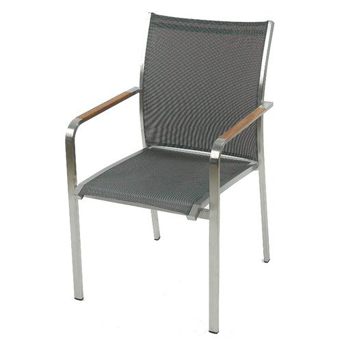 Sinus Sessel Tokio Edelst,Grap/Teak Stapelbar, Arml. Teak Holz