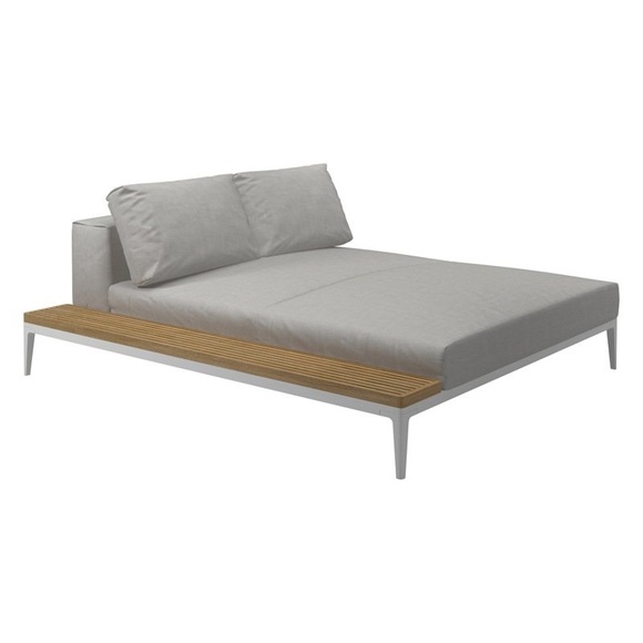 Gloster Grid Chaiselongue XL mit Teakablage