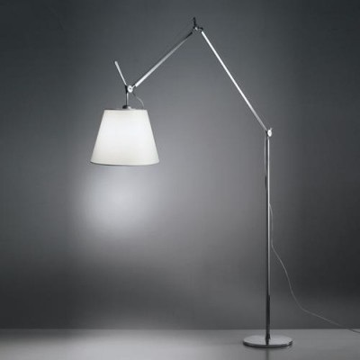 Artemide Tolomeo Mega LED Terra Stehleuchte Aluminium, Schirm aus Seidensatin