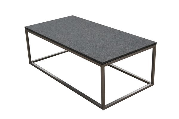 Marposa Couchtisch Obelisk mit Granitplatte Würfel Edelstahl