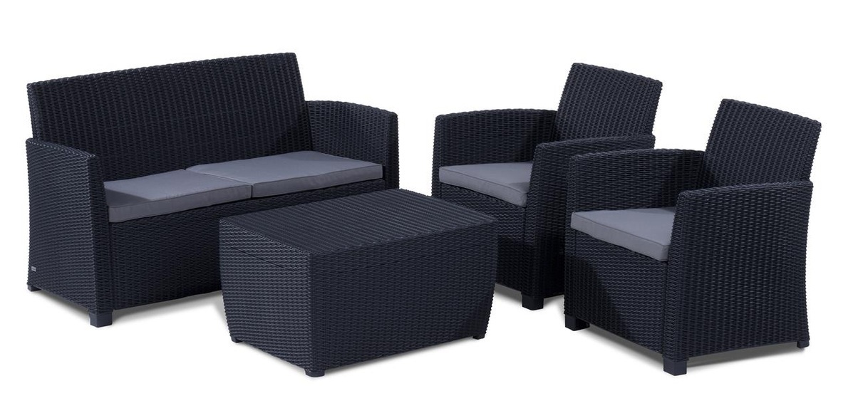 Creative Living Allibert Corona Lounge Set mit Kissenbox graphite - grau