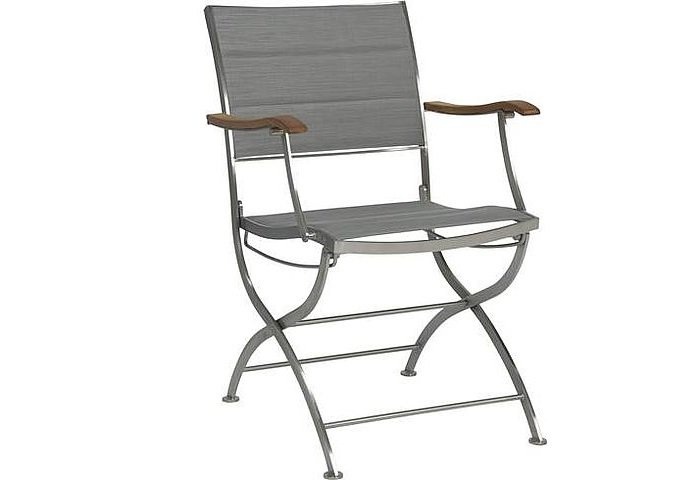 Stern Klappsessel Deluxe Edelstahl mit Bezug Textilen Silber Gepolstert