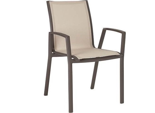 Stern Stapelsessel Ron Aluminium Taupe mit Bezug Textilen Kieselgrau