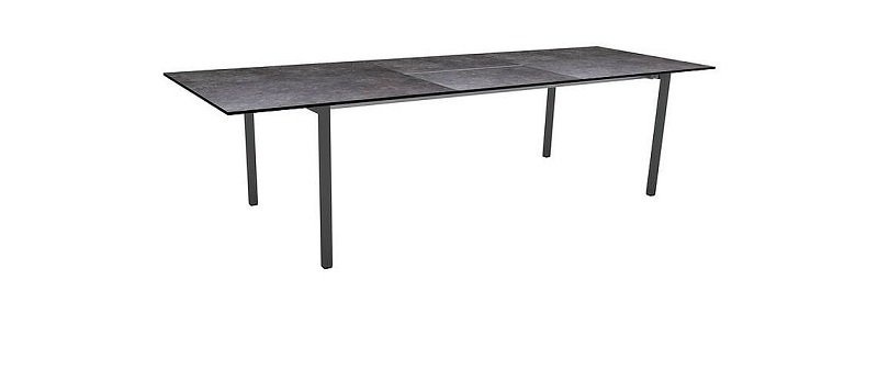 Stern Ausziehtisch Cosmopolitan 220/300x100cm Aluminium Anthrazit mit Tischplatte Silverstar Vintage Grau