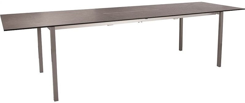 Stern Ausziehtisch Cosmopolitan 220/300x100cm Alum. Graphit mit Tischplatte Silverstar Vintage Grau