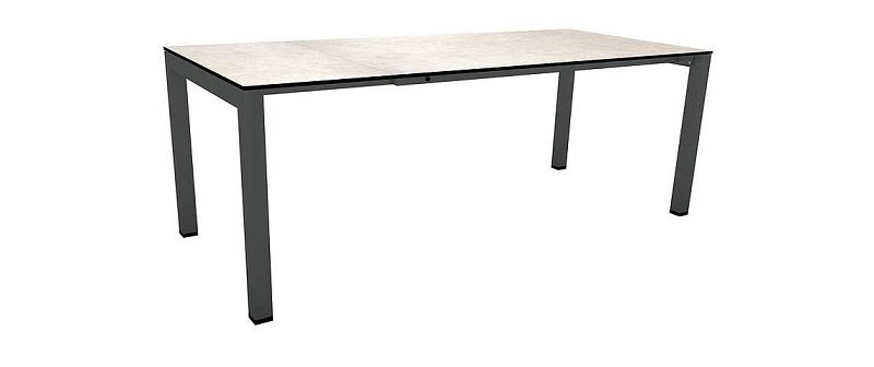 Stern Ausziehtisch 160/210x90cm Select Aluminium Anthrazit mit Tischplatte Silverstar Travertin