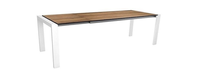 Stern Ausziehtisch 200/260x90 cm Select Alum. Weiss/Tischplatte Silverstar Touch Tundra Toffee