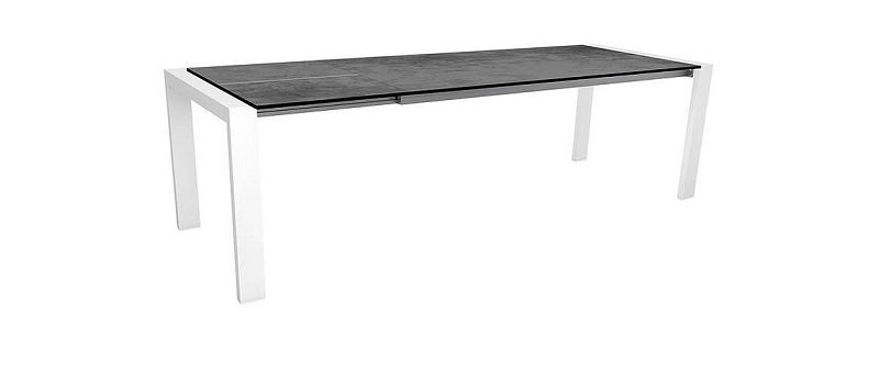 Stern Ausziehtisch 200/260x90 cm Select Aluminium Weiss mit Tischplatte Silverstar Zement