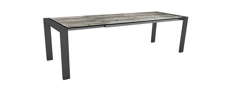 Stern Ausziehtisch 200/260x90 cm Select Alum. Anthrazit mit Tischplatte Silverstar Tundra Grau