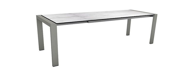 Stern Ausziehtisch 200/260x90 cm Select Alum. Graphit mit Tischplatte Silverstar Zement Hell