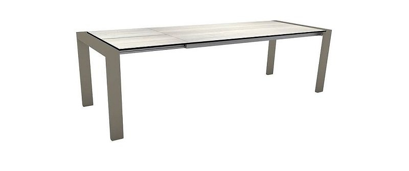 Stern Ausziehtisch 200/260x90 cm Select Alum. Taupe/Tischplatte Silverstar Touch Tundra Kalk