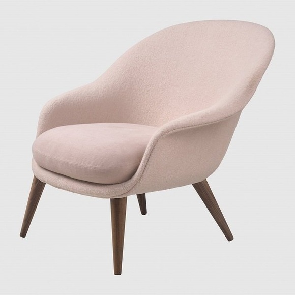 Gubi Bat Lounge Chair-Fully Upholstered Low back Wood base