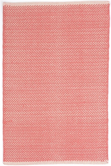 Dash and Albert Herringbone Coral Woven Cotton Rug
