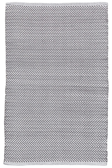 Dash and Albert Herringbone Shale/White Indoor/Outdoor Rug