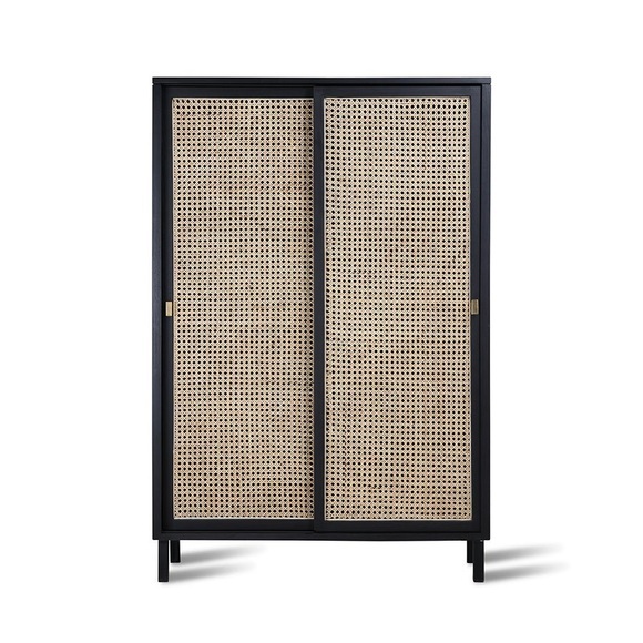 HK Living webbing sliding door cabinet black
