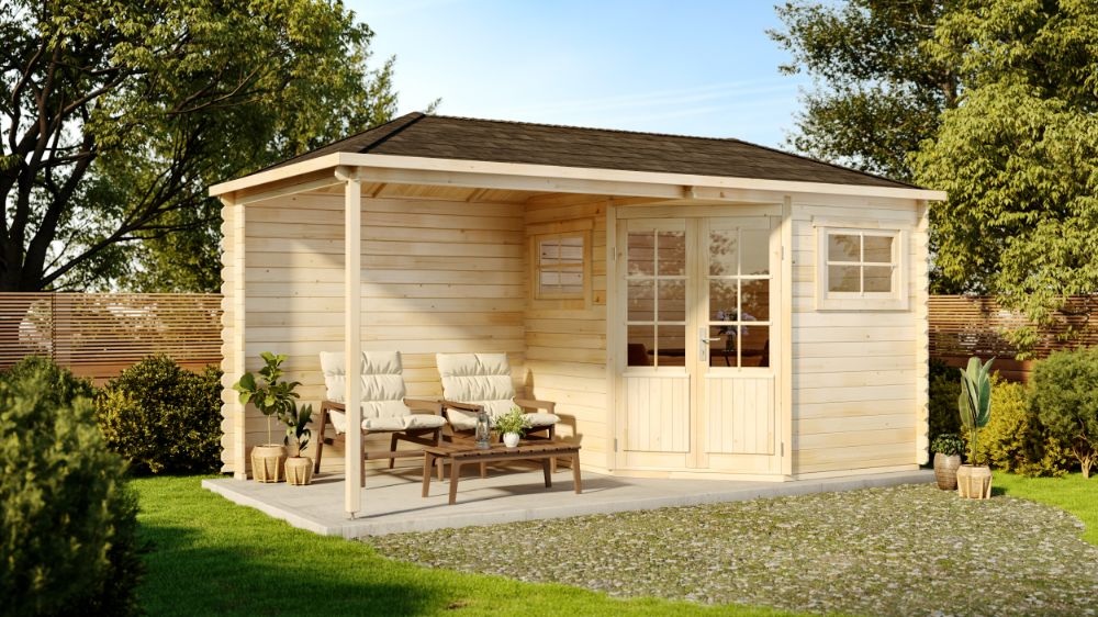 5-Eck Gartenhaus mit Anbau Modell Franz-28