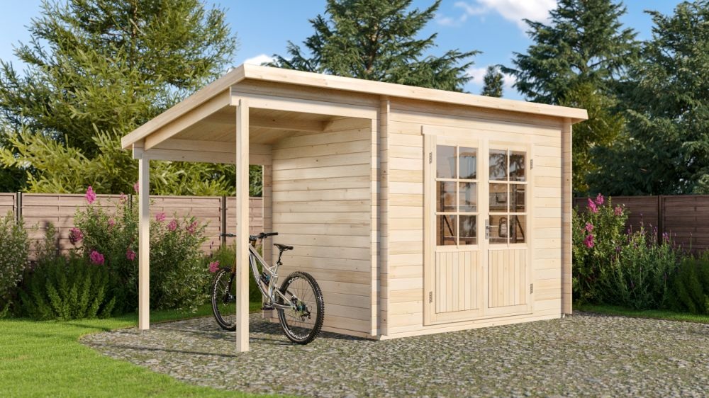 Pultdach Gartenhaus Modell Martina-28 mit Schleppdach
