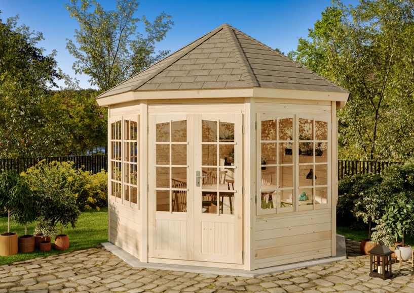 Gartenpavillon Modell Emma-40 mit vier Fenstern