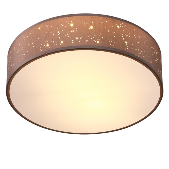Deckenlampe Taupe Stoff Ø30cm Sternenhimmel