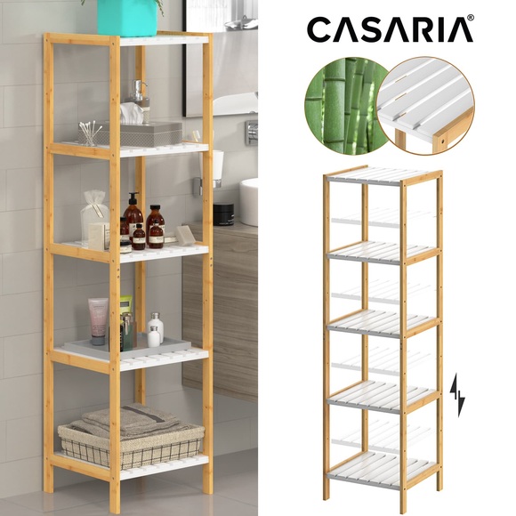 Casaria Standregal Bambus Weiß 140x33x34cm