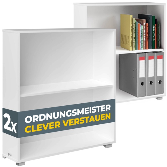 Bücherregal Vela 2er-Set Weiß 2 Fächer