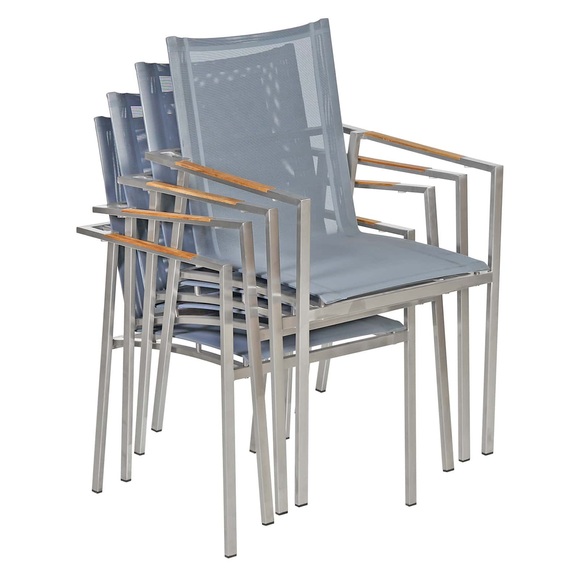 Gartenstuhl Monza 4er-Set Grau stapelbar