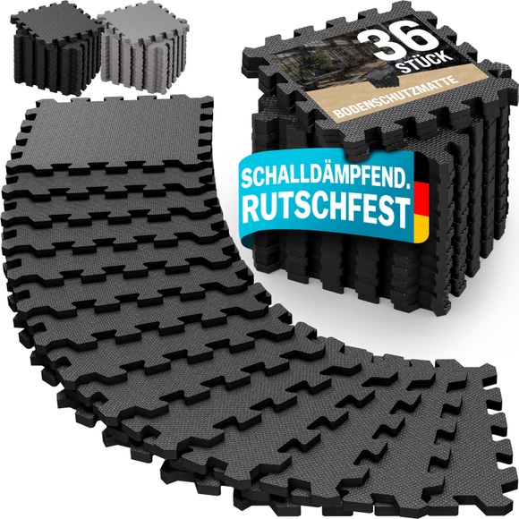 Bodenschutz-/Puzzlematte 36er-Set Schwarz 177x177x1cm
