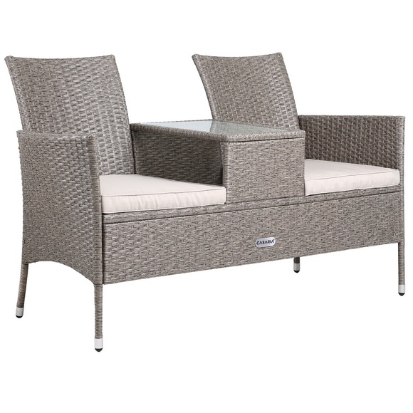 Polyrattan Kino Bank Creme 143x55x88cm