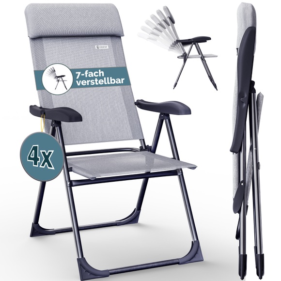 Gartenstuhl 4er-Set Grau meliert Alu klappbar